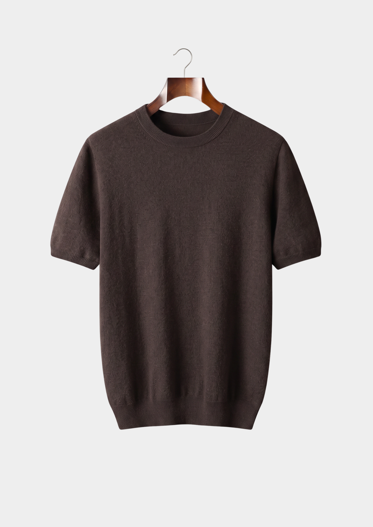 Herren Feinstrick-Shirt mit Rundhalsausschnitt und Kurzen Ärmeln