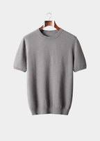 Herren Feinstrick-Shirt mit Rundhalsausschnitt und Kurzen Ärmeln