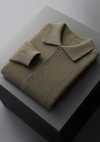 Herren Hemdjacke aus Strick mit Knopfleiste und Aufgesetzten Taschen