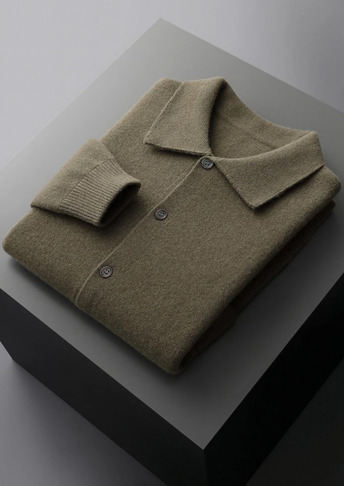 Herren Hemdjacke aus Strick mit Knopfleiste und Aufgesetzten Taschen
