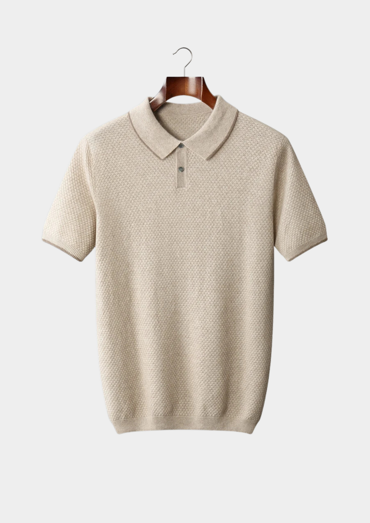 Herren Feinstrick-Poloshirt mit Kontrastpaspel und Kurzen Ärmeln