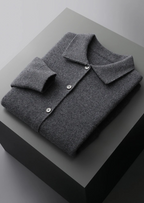 Herren Hemdjacke aus Strick mit Knopfleiste und Aufgesetzten Taschen
