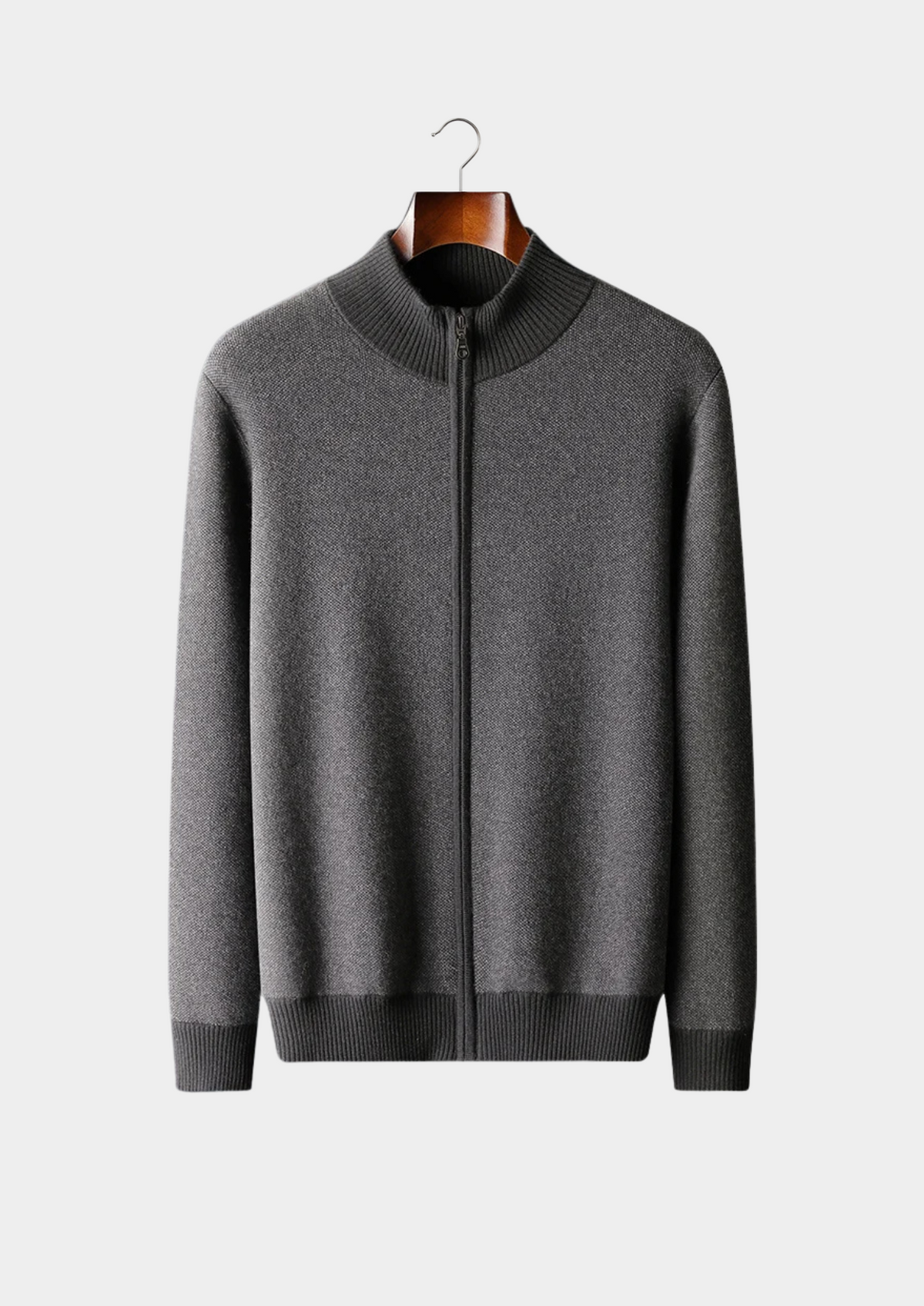 Herren Strickjacke mit Reißverschluss und Zweifarbigem Strickmuster