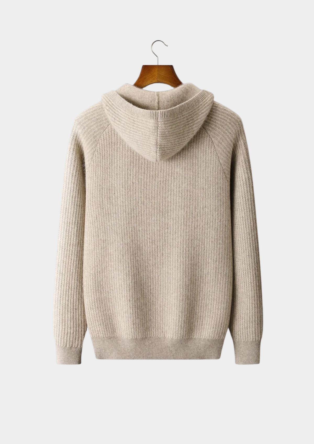 Herren Rippstrick-Kapuzenjacke mit Reißverschluss und Eingrifftaschen