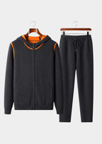 Herren Set mit Kapuzenjacke mit Rippbündchen und Jogginghose