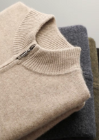 Herren Strickjacke mit Reißverschluss und Ripp-Stehkragen