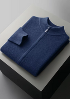 Herren Strickjacke mit Reißverschluss und Ripp-Stehkragen