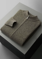Herren Strickjacke mit Reißverschluss und Ripp-Stehkragen