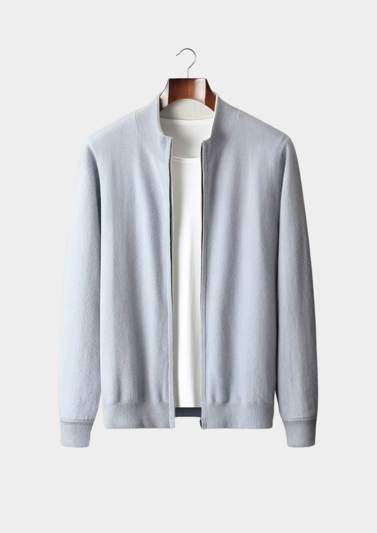 Herren Strickjacke mit Reißverschluss und Stehkragen