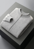 Herren Strickjacke mit Reißverschluss und Kontraststreifen an den Ärmeln