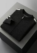 Herren Strickjacke mit Reißverschluss und Kontraststreifen an den Ärmeln