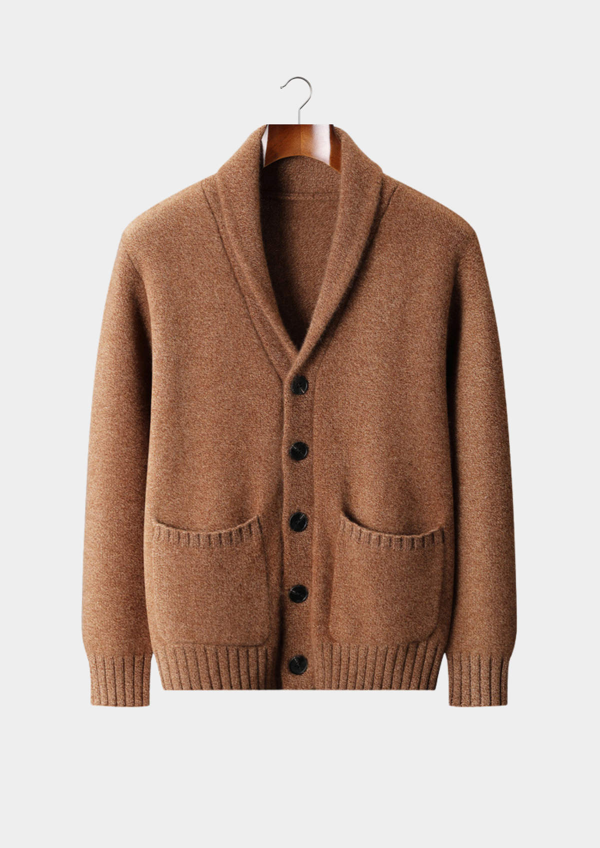Herren Strickjacke mit Schalkragen und Knopfleiste