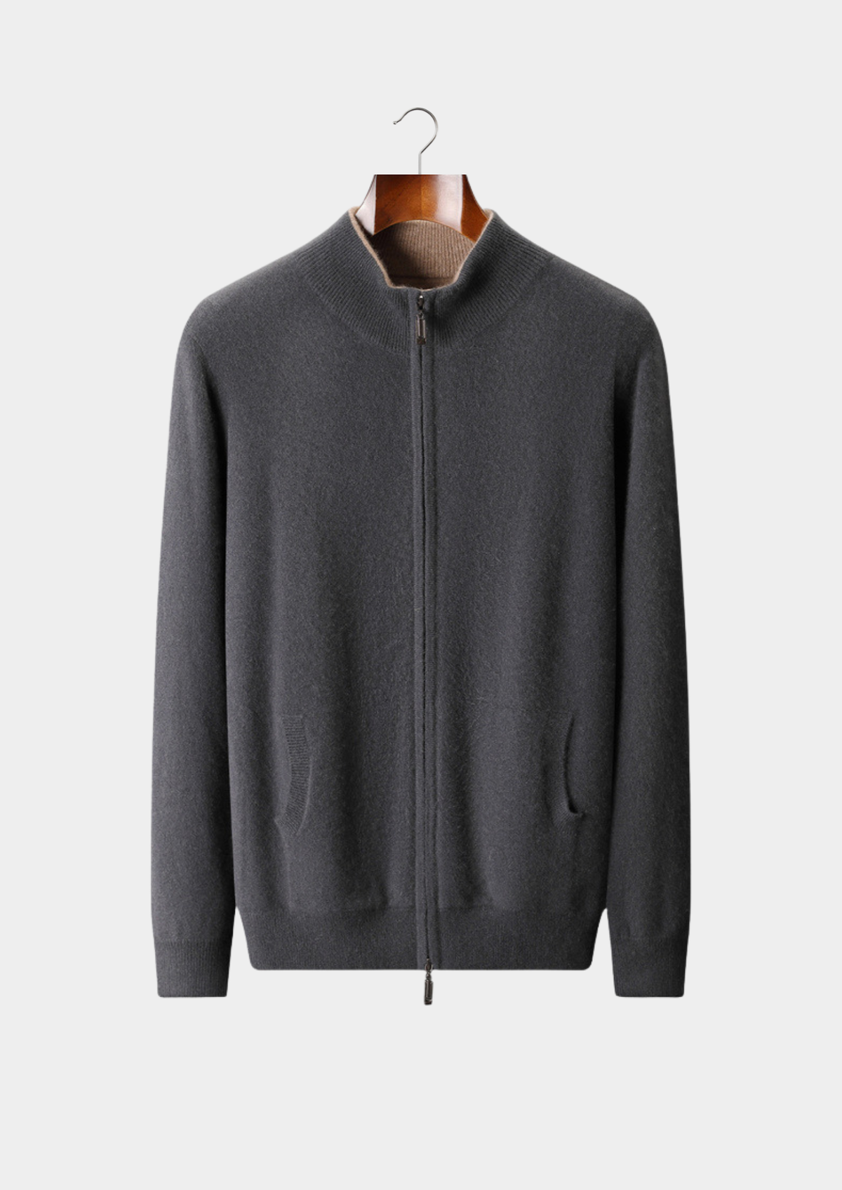 Herren Strickjacke mit Zweiwege-Reißverschluss und Eingrifftaschen