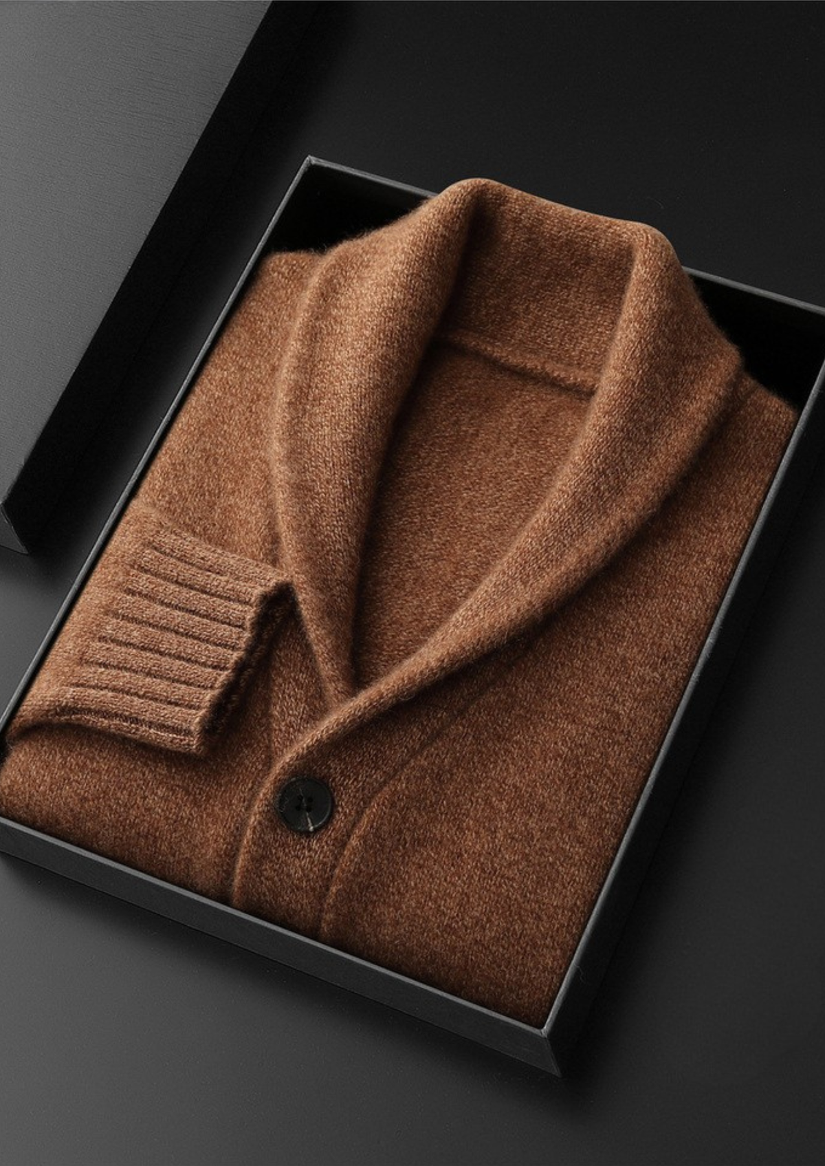 Herren Strickjacke mit Schalkragen und Knopfleiste