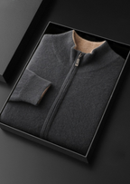 Herren Strickjacke mit Zweiwege-Reißverschluss und Eingrifftaschen