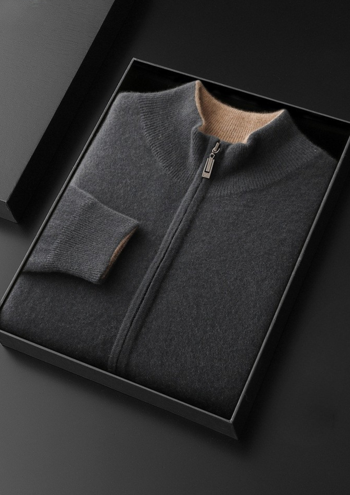 Herren Strickjacke mit Zweiwege-Reißverschluss und Eingrifftaschen