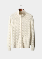 Herren Strickjacke mit Zweiwege-Reißverschluss und Zopfmuster