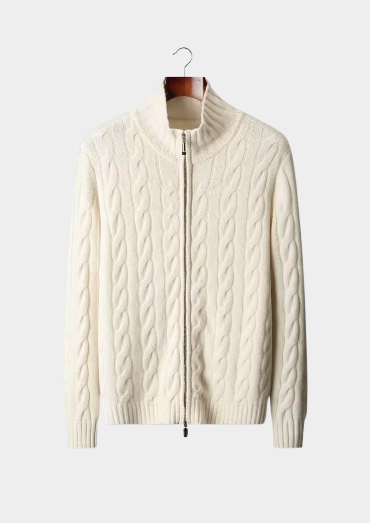 Herren Strickjacke mit Zweiwege-Reißverschluss und Zopfmuster