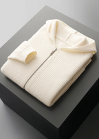 Herren Rippstrick-Kapuzenjacke mit Reißverschluss und Eingrifftaschen
