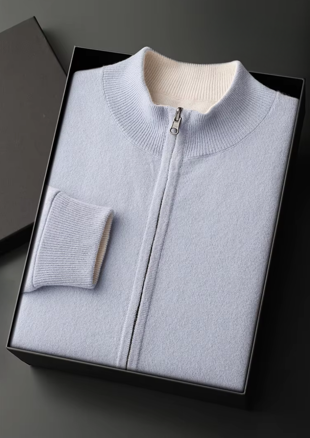 Herren Strickjacke mit Reißverschluss und Stehkragen