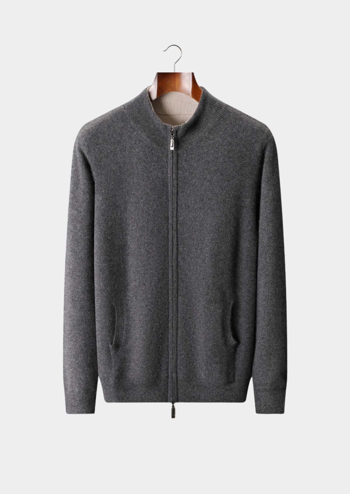 Herren Strickjacke mit Zweiwege-Reißverschluss und Eingrifftaschen