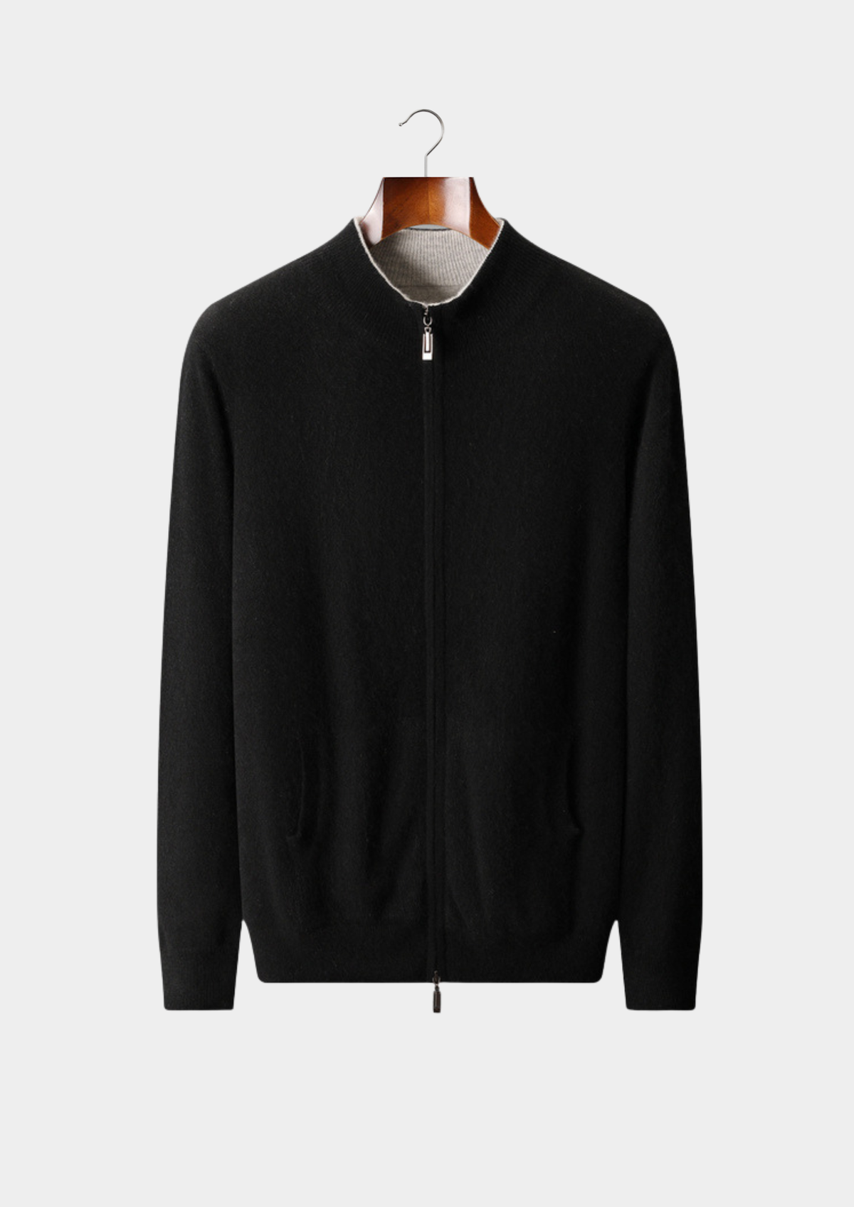 Herren Strickjacke mit Zweiwege-Reißverschluss und Eingrifftaschen