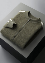 Herren Strickjacke mit Reißverschluss und Kontraststreifen an den Ärmeln