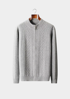 Herren Strickjacke mit Reißverschluss und Zickzackmuster