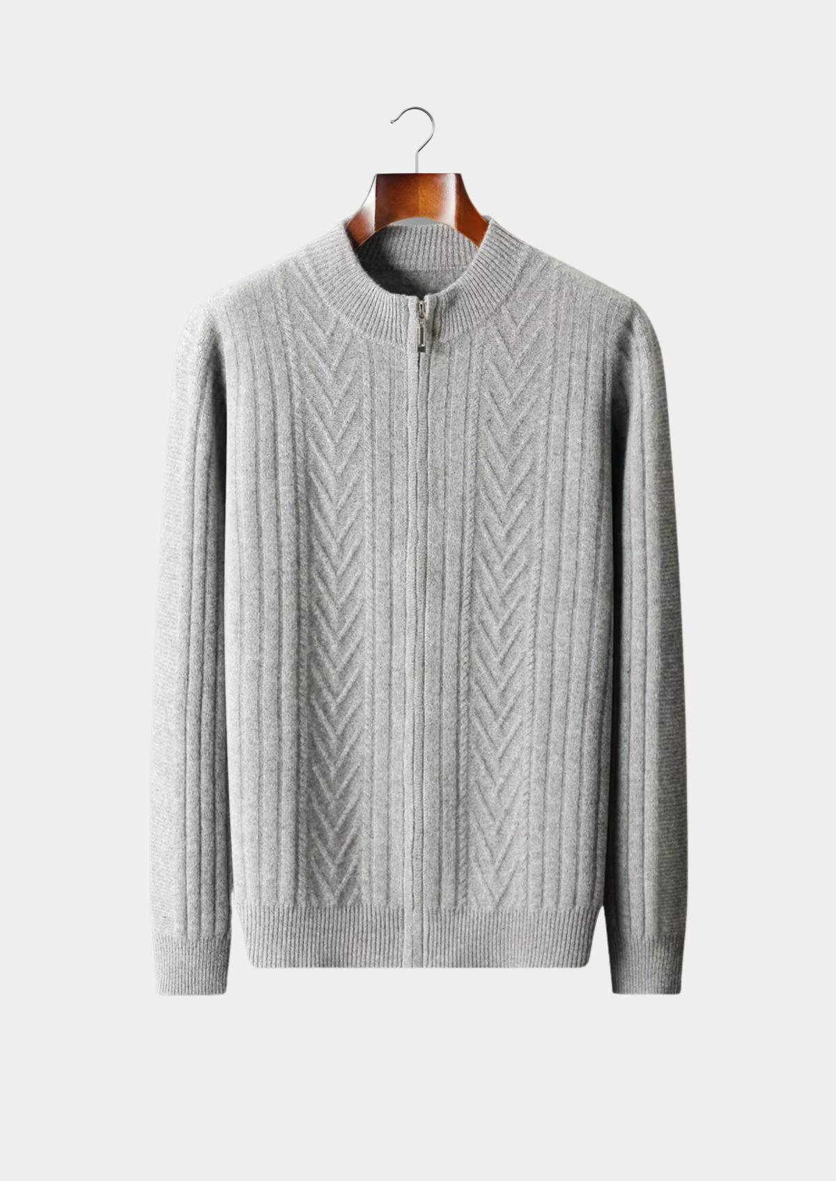 Herren Strickjacke mit Reißverschluss und Zickzackmuster