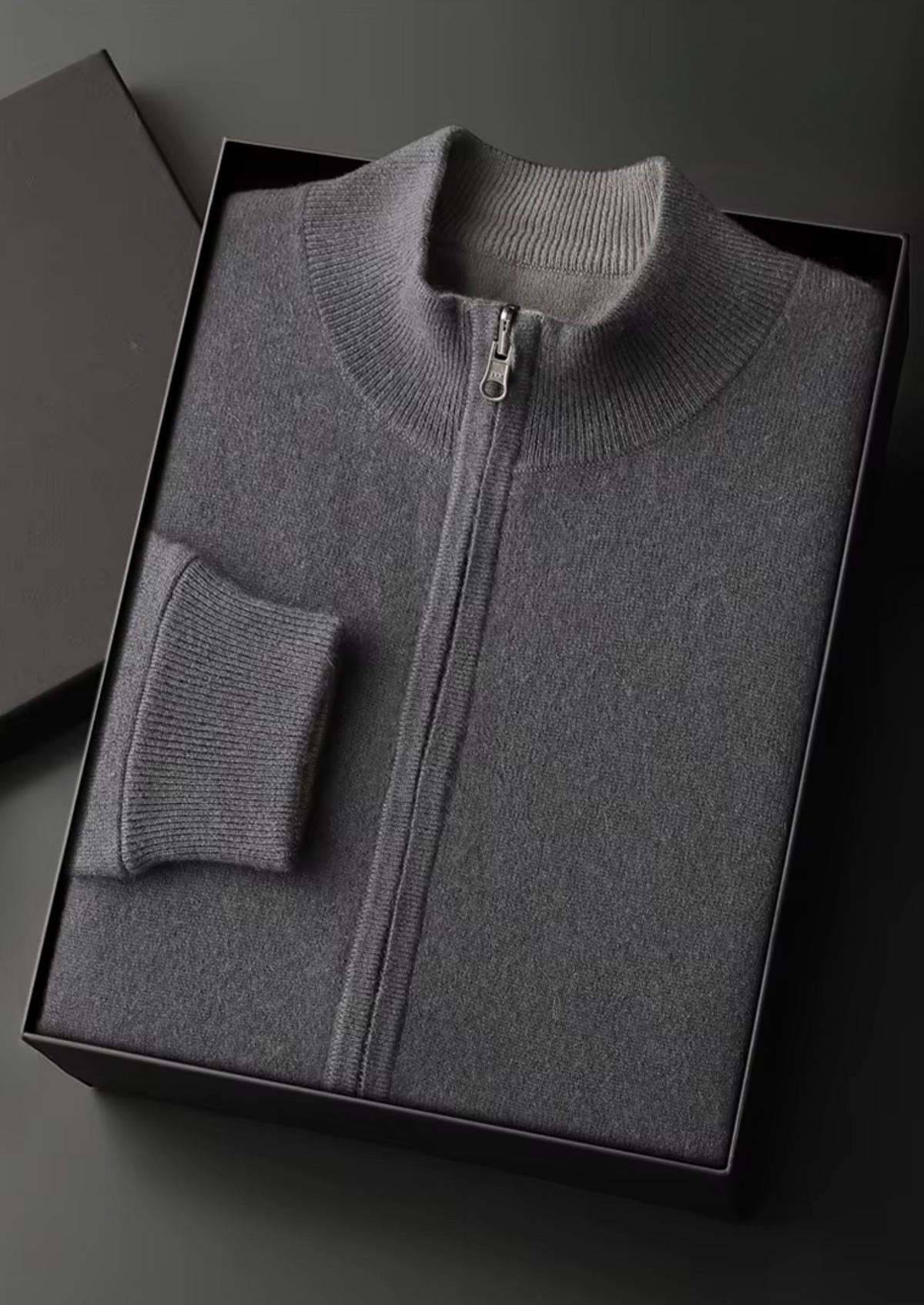 Herren Strickjacke mit Reißverschluss und Stehkragen