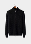Herren Strickjacke mit Zweiwege-Reißverschluss und Zopfmuster