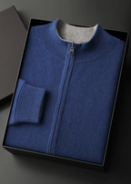 Herren Strickjacke mit Reißverschluss und Stehkragen