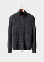 Herren Strickjacke mit Zweiwege-Reißverschluss und Zopfmuster