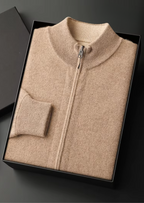 Herren Strickjacke mit Reißverschluss und Stehkragen