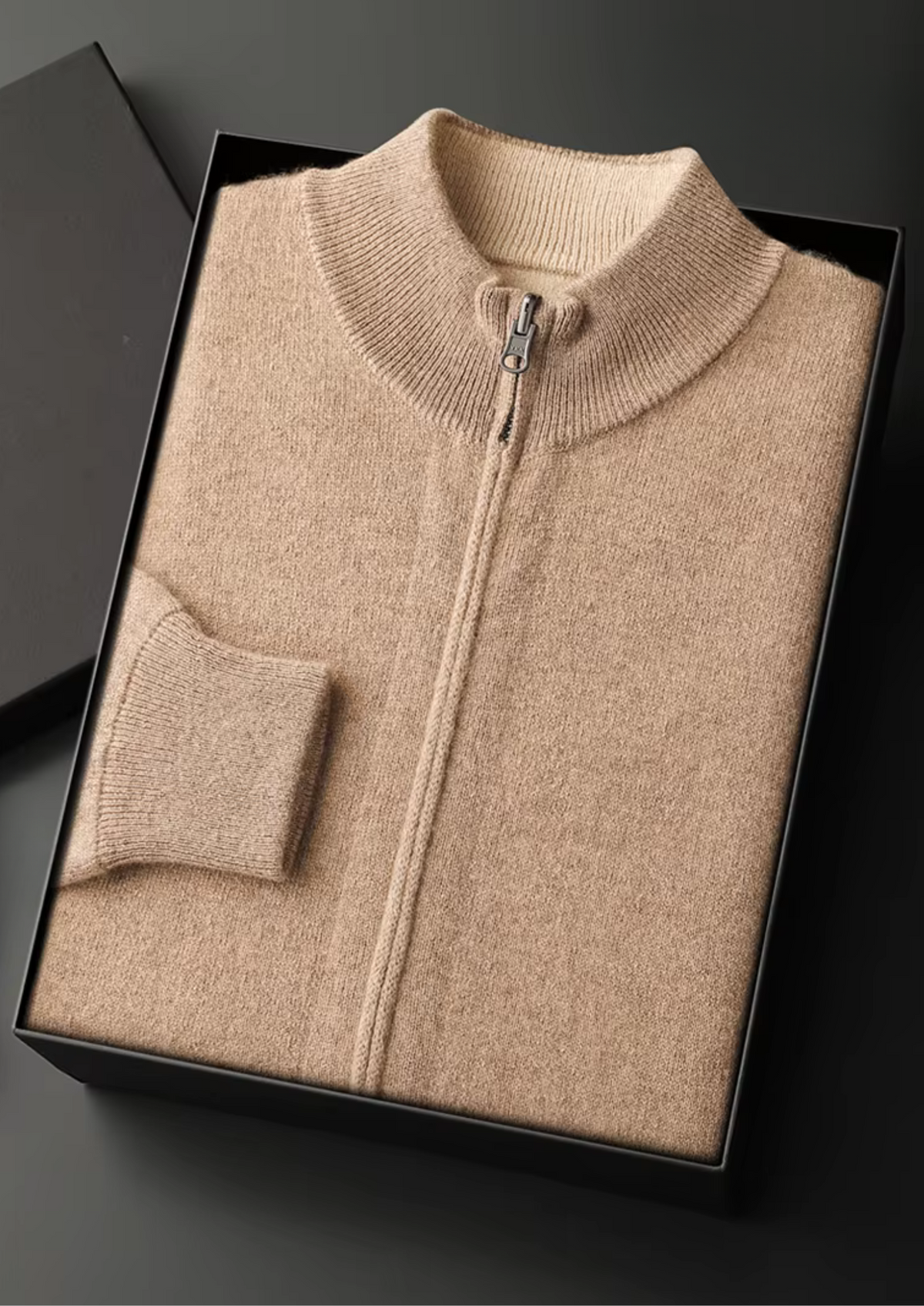 Herren Strickjacke mit Reißverschluss und Stehkragen