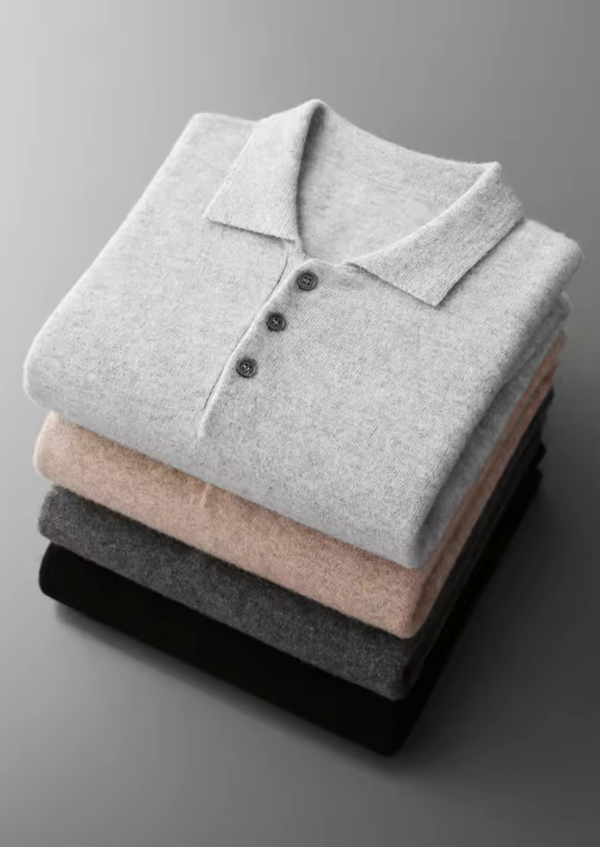 Herren Polopullover mit Knopfleiste und Langen Ärmeln