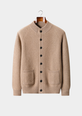 Herren Strickjacke mit Stehkragen und Aufgesetzten Taschen