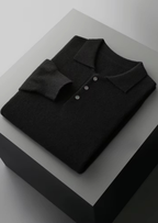 Herren Polopullover mit Knopfleiste und Langen Ärmeln