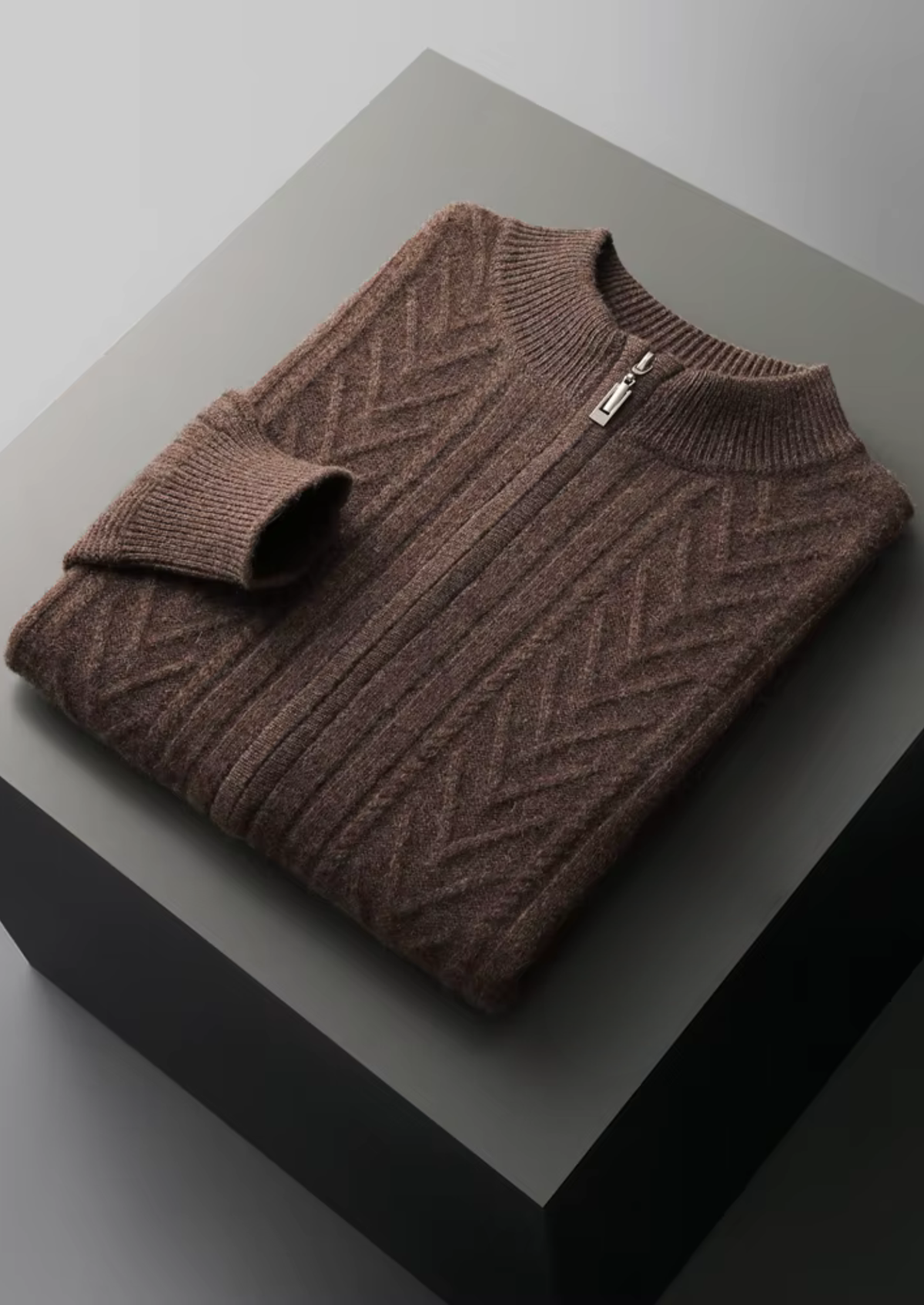 Herren Strickjacke mit Reißverschluss und Zickzackmuster
