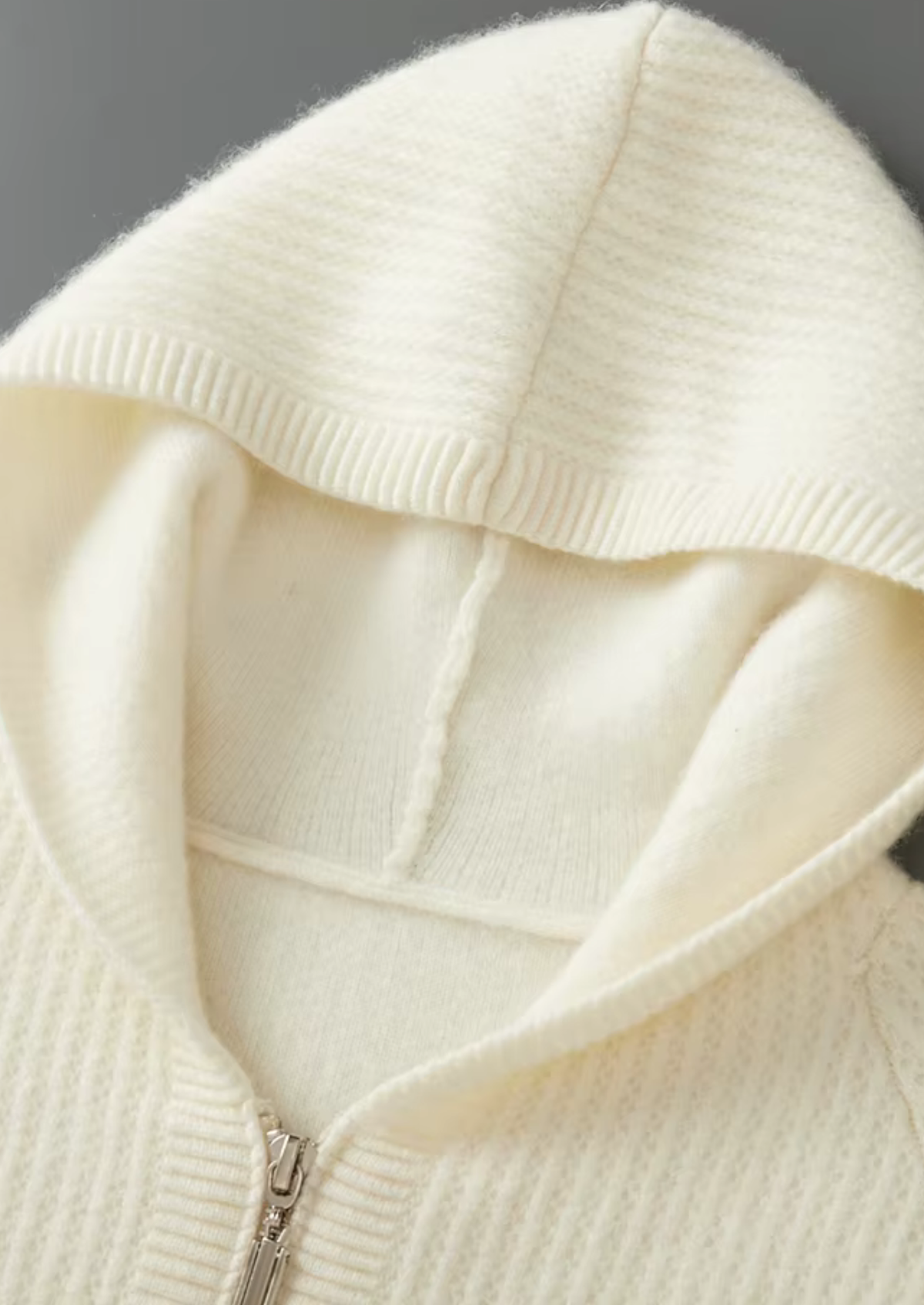 Herren Rippstrick-Kapuzenjacke mit Reißverschluss und Eingrifftaschen