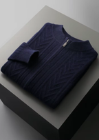 Herren Strickjacke mit Reißverschluss und Zickzackmuster