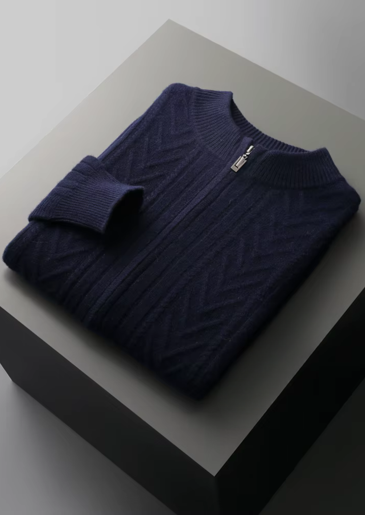 Herren Strickjacke mit Reißverschluss und Zickzackmuster