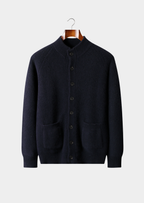 Herren Strickjacke mit Stehkragen und Aufgesetzten Taschen