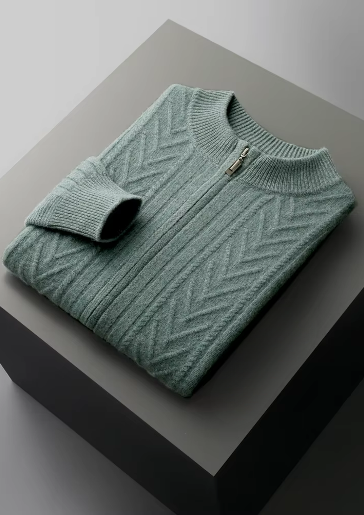 Herren Strickjacke mit Reißverschluss und Zickzackmuster