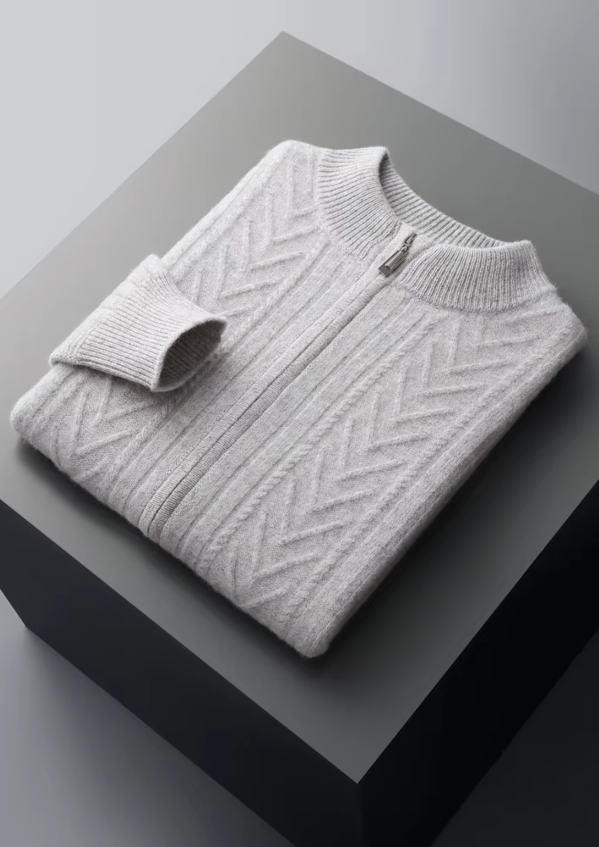 Herren Strickjacke mit Reißverschluss und Zickzackmuster