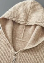 Herren Rippstrick-Kapuzenjacke mit Reißverschluss und Eingrifftaschen