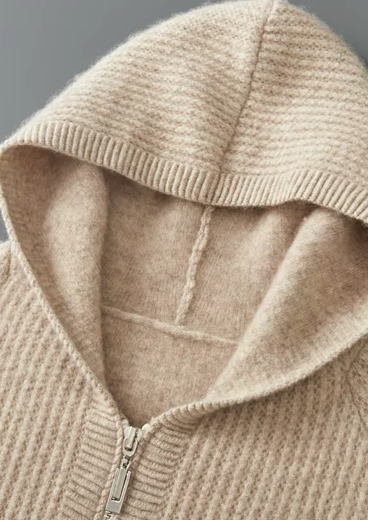 Herren Rippstrick-Kapuzenjacke mit Reißverschluss und Eingrifftaschen