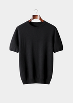 Herren Feinstrick-Shirt mit Rundhalsausschnitt und Kurzen Ärmeln
