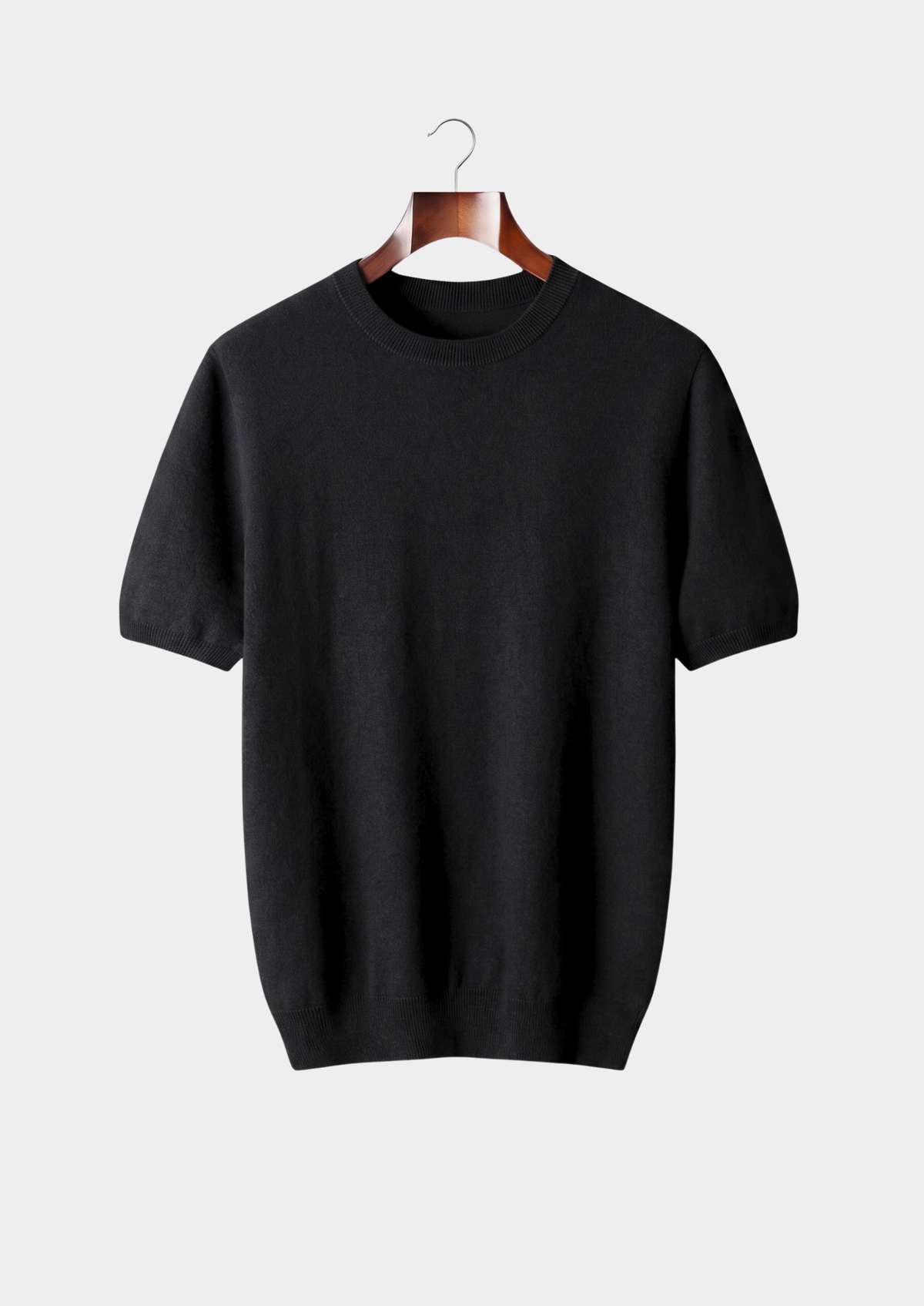Herren Feinstrick-Shirt mit Rundhalsausschnitt und Kurzen Ärmeln