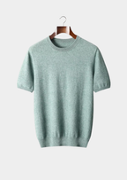 Herren Feinstrick-Shirt mit Rundhalsausschnitt und Kurzen Ärmeln